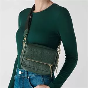 Whistles Green Bibi Leather Crossbody Bag